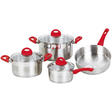 Juego de utensilios de cocina de 7 piezas con asas rojas